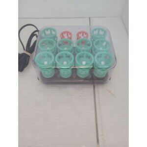 Clairol Lockn Roll Hot Hair Rollers Set With 12 Green & Red Curlers